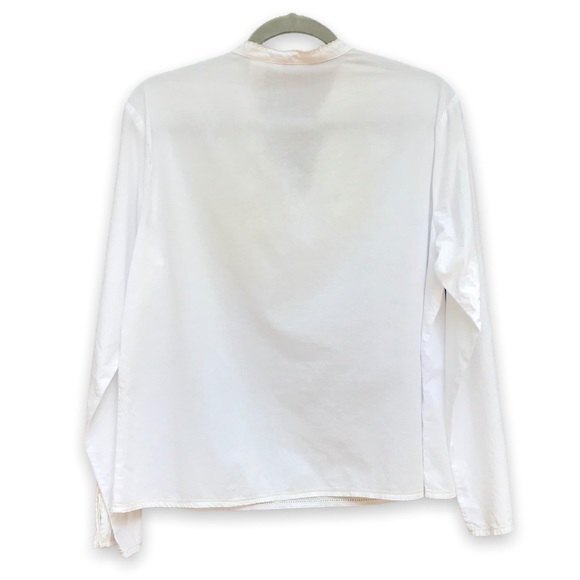 J Jill Embroidered White Cotton Long Sleeve V Neck Blouse Women Size Medium Boho - Picture 3 of 12